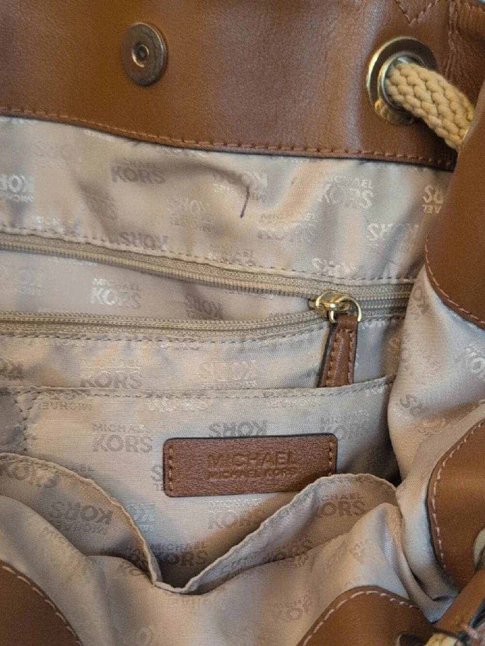 Michael Kors Jean Tote with Brown Trim and Tan Rope